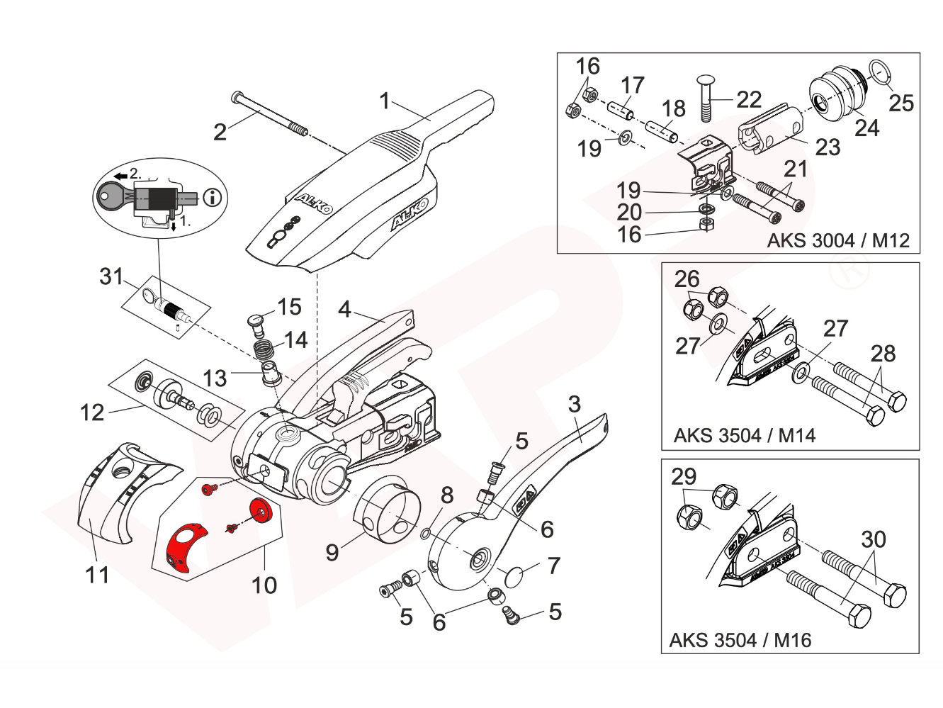 Stabilizátor AL-KO AKS 3504 třecí segment přední a zadní