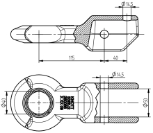 Ťažné oko DIN 40 mm KNOTT (na rúrku 50 mm), vŕtanie 14,5 mm (1)