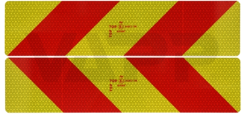 Reflexná tabuľa na nákl. automobily a ťahače 565x132x1 mm (pravá+ľavá)
