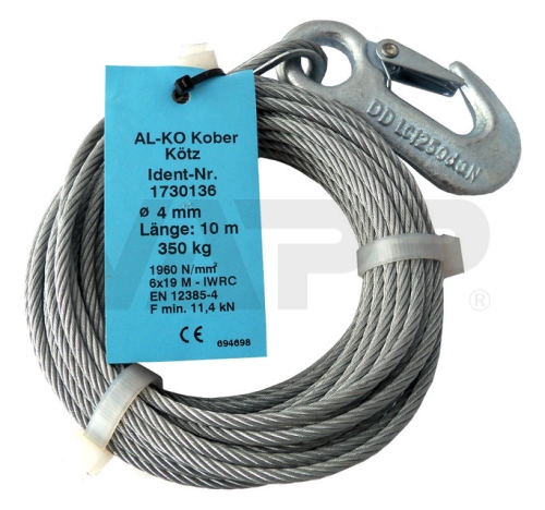 Lano 10 m AL-KO k navijáku OPTIMA 351, pr. 4 mm (včetně háku)