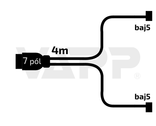 Kabeláž 4 m/7-pól. zástrčka, bez predných vývodov, baj5, Jokon