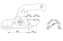 Ťažná spojka Winterhoff EM 350 R-C, 3500 kg, 60 mm, H14V14 (1)