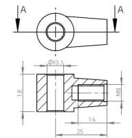 Oko k plynovej vzpere BM, pr. 10,1x18mm, c=25mm, na závit M8, zamak (1)