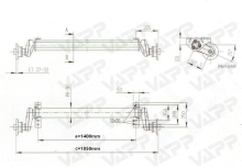 Náprava AL-KO UBR 1200-5 (1300 kg) a=1400 mm, c=1850 mm, 112x5, pätky 69 (1)