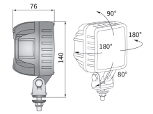 Pracovné svietidlo Wesem LED1F, 100x100 mm, LED, 12-24V, 1500 Im, s káblom 0,5 m (3)