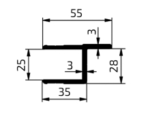Profil lemovací "h", 298 mm eloxovaný (1)