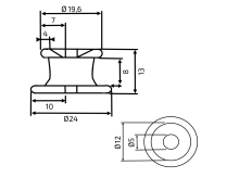 Napínací kolík (čap) k plachte, plastový, 24x13 mm, nízky (2)