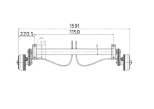 Náprava KNOTT GB 13 (1350 kg) b=1150 mm, c=1591 mm, 200x50, 112x5, pätky 94, (PV 1.3) (2)