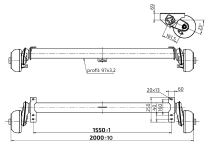 Náprava AL-KO Compact B 1200-6 (1350 kg) a=1100 mm, c=1550 mm, 2051, 112x5 (2)