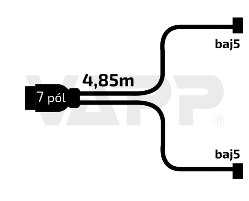 Kabeláž 4,85 m/7-pól. zástrčka, bez predných vývodov, baj5, Jokon