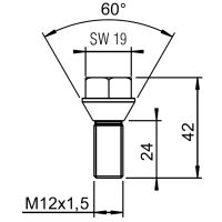 Kolesová skrutka M12x1,5x24 kužeľová 8.8 (1)