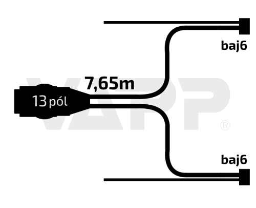 Kabeláž 7,65 m/13-pól. zástrčka, s prednými vývodmi QS150, baj6, VAPP