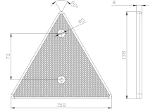 Odrazový trojuholník 158x138 mm s otvormi (1)