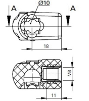 Puzdro guľového kĺbu k plynovej vzpere BM, c=18mm, na závit M8, plast (2)