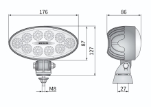 Pracovné svietidlo Wesem LED, 176x87 mm, 12-24V, 3000 lm, s kábel 0,5 m (3)