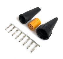 Zástrčka - bajonet Aspöck 8-pinový žltý, 1 alebo 2 vývody Zástrčka - bajonet Aspöck 8-pinový žltý, 1 alebo 2 vývody