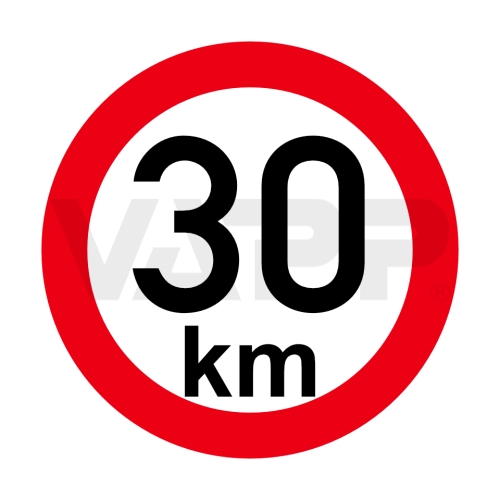 Obmedzenie rýchlosti 30 km retroreflexné pr. 150 mm (na prívesy)