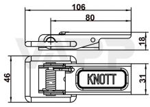 Uzáver bočníc - pracka malá bez protikusu KNOTT, bez poistky 106 mm (3)