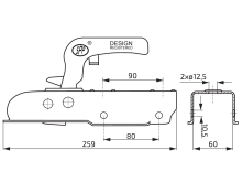 Ťažná spojka SPP ZSK-750I, 750 kg, 60x60 mm, H10V12 (3)