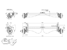 Náprava KNOTT VGB 15 (1500 kg) b=1300 mm, c=1750 mm, 200x50, 112x5, horný držiak lán (1)