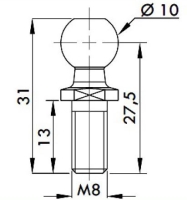 Čap guľového kĺbu k plynovej vzpere BM, c=27,5mm, M8, oceľ (1)
