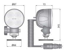 Pracovné svietidlo Wesem LED pr.87 mm, 12-24V, 1500 lm, kábel 8 m, s magnetom, vypínač (2)