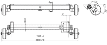 Náprava AL-KO Plus B 1800-9 (1800 kg) a=1700 mm, c=2200 mm, 2361, 112x5 (2)