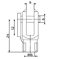Vidlica k plynovej vzpere 6x12, otvor 6 mm, na závit M6 Vidlica k plynovej vzpere 6x12, otvor 6 mm, na závit M6