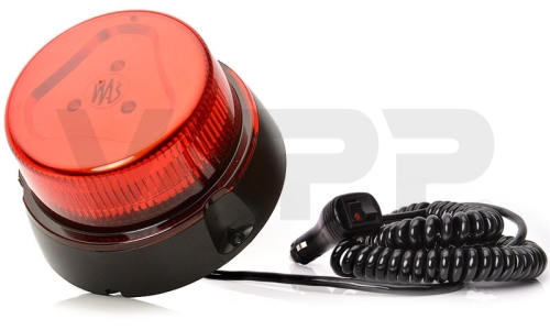Magnetický LED maják WAS, červený, kábel 3 m, autozástrčka