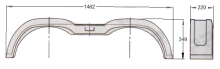 Blatník tandemový plast š220/v349/d1462 mm prelomený čierny (1)