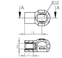 Puzdro guľového kĺbu k plynovej vzpere BM, c=18mm, na závit M6, plast (2)