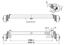 Náprava AL-KO Compact B 1200-6 (1350 kg) a=1100 mm, c=1550 mm, 2051, 112x5 (2)