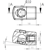 Puzdro guľového kĺbu skosené k plynovej vzpere BM, c=18mm, na závit M6, plast (2)