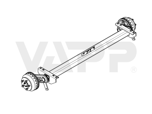 Náprava KNOTT VGB 15 (1500 kg) b=1300 mm, c=1750 mm, 200x50, 112x5, horný držiak lán