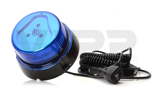 Magnetický LED maják WAS, modrý, kábel 7 m, autozástrčka