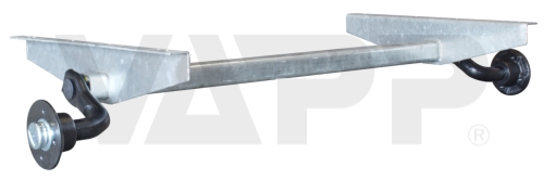 Náprava KNOTT VG 7 (750 kg) b=1200 mm, c=1580 mm, 100x4, pätky 100, STEMA