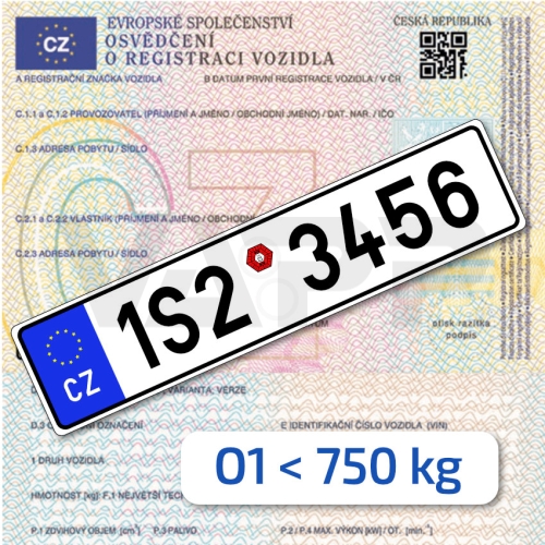 Registrace/přihlášení přípojného vozidla kategorie O1 (do 750kg) - SPZ servis