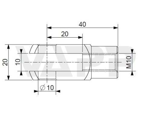 Vidlica k plynovej vzpere 10x40, otvor 10mm, na závit M10, oceľ